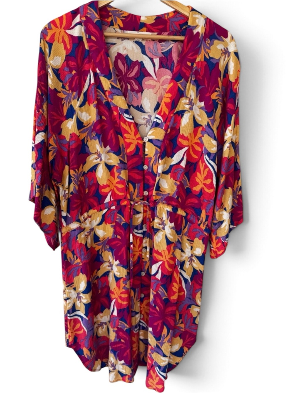 Rip Curl Floral Romper Womens XL Tropical V Neck